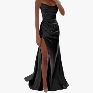Elegant Black Strapless Evening Gown